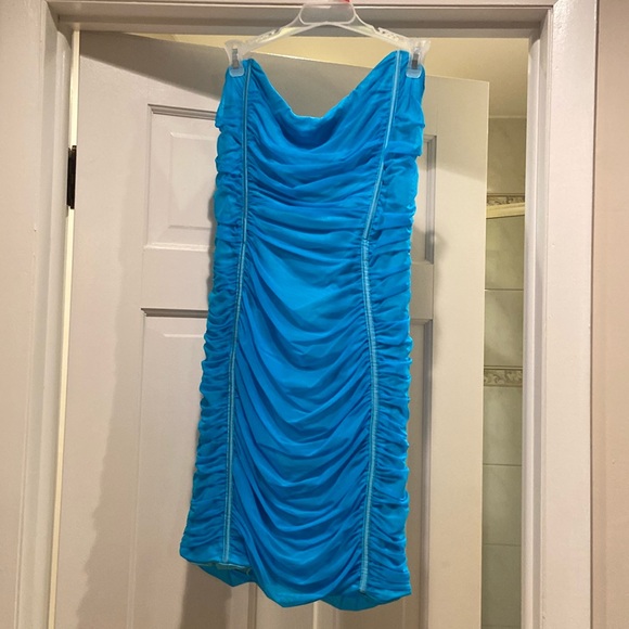 New w/tag Fashion Nova - Turquoise - mesh mini dress - Large - Picture 3 of 5